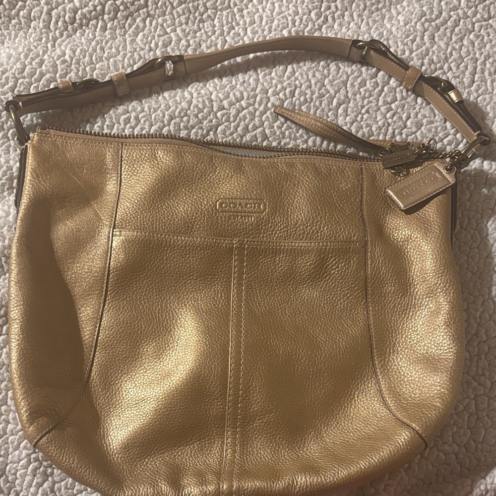 Coach Gold Metallic Leather Shoulder Bag